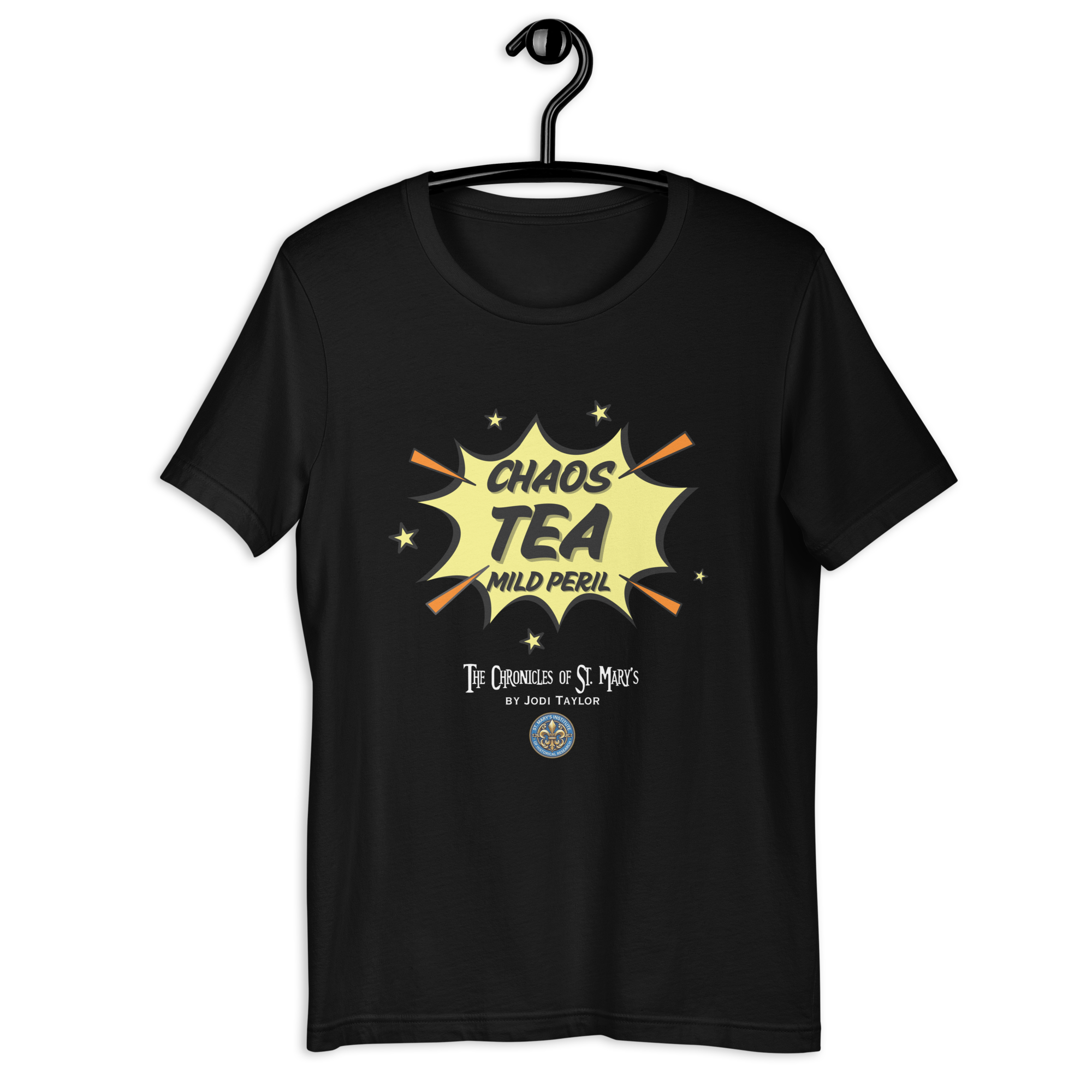 Chaos, Tea, Mild Peril - Unisex t-shirt in dark colours (up to 5XL) - Image 2
