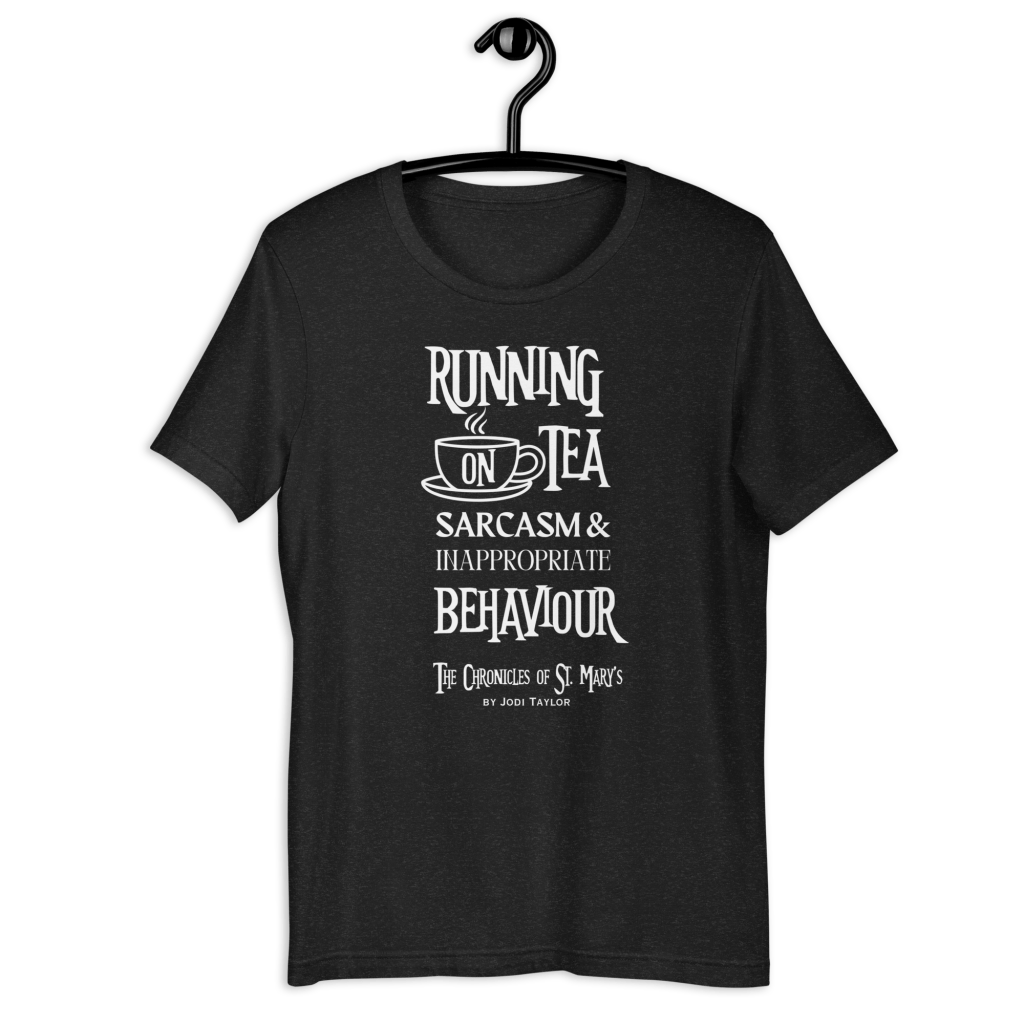 Running on Tea & Sarcasm Unisex t-shirt in dark colours (up to 5XL)