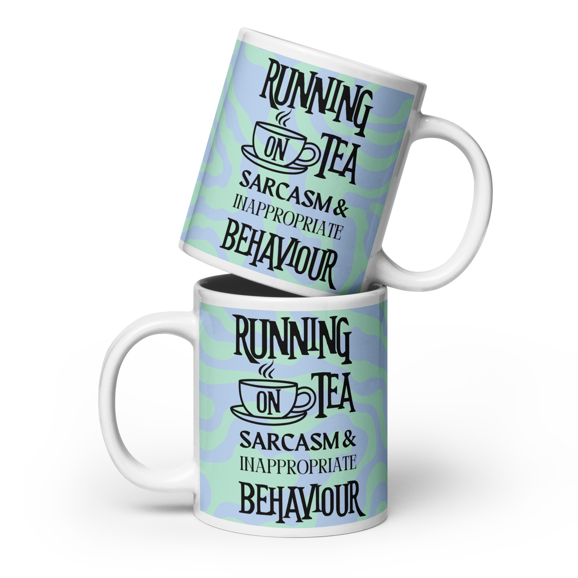 Running on Tea & Sarcasm glossy mug in 3 sizes