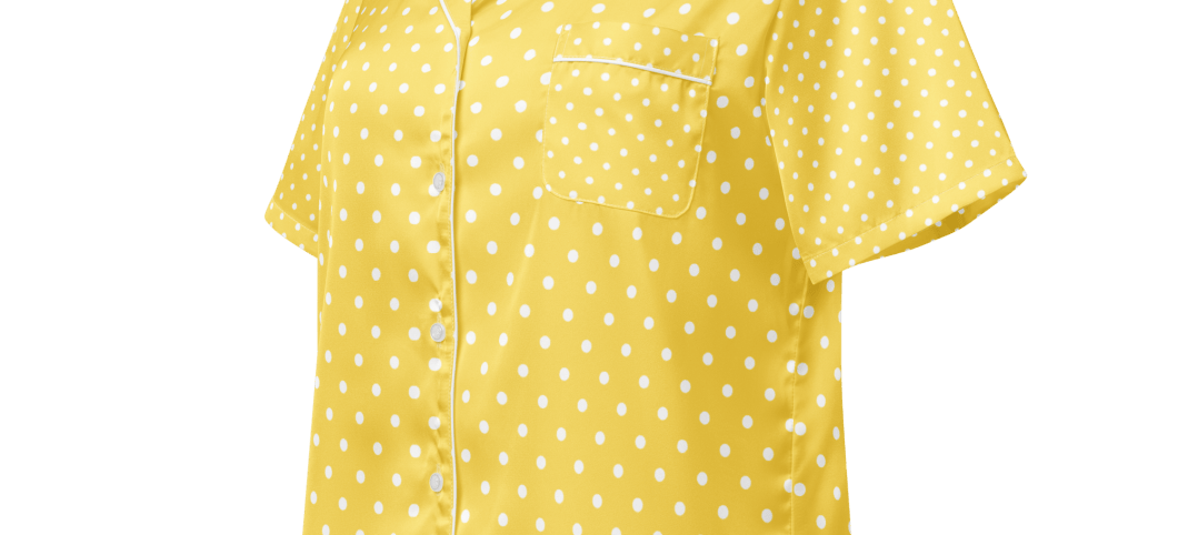 Yellow Spotty women’s short sleeve pyjama top up to 2XL