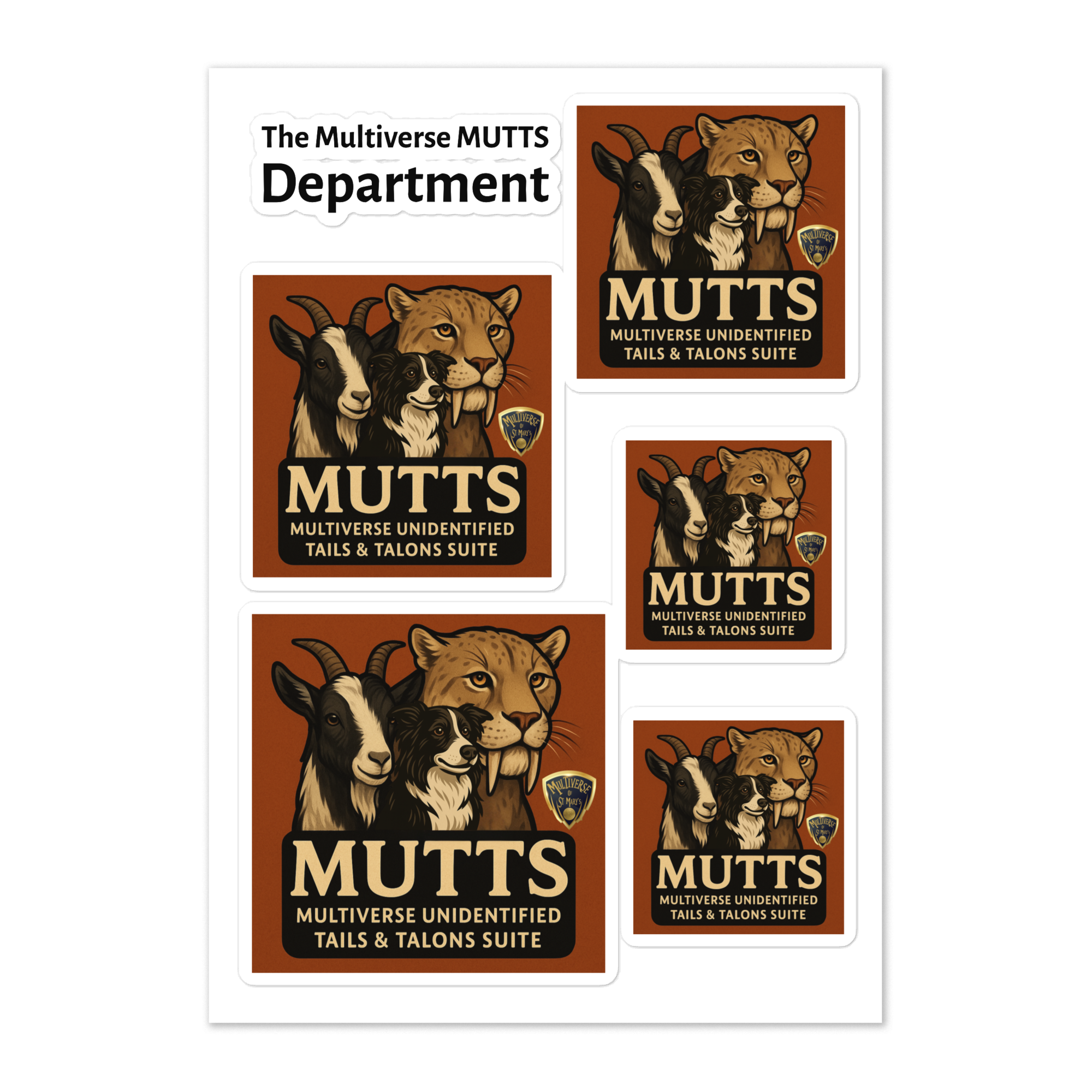 The Multiverse MUTTS Department Logo Sticker sheet