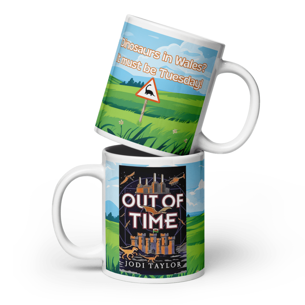 Out of Time - Dinosaurs in Wales -  glossy mug in 3 sizes