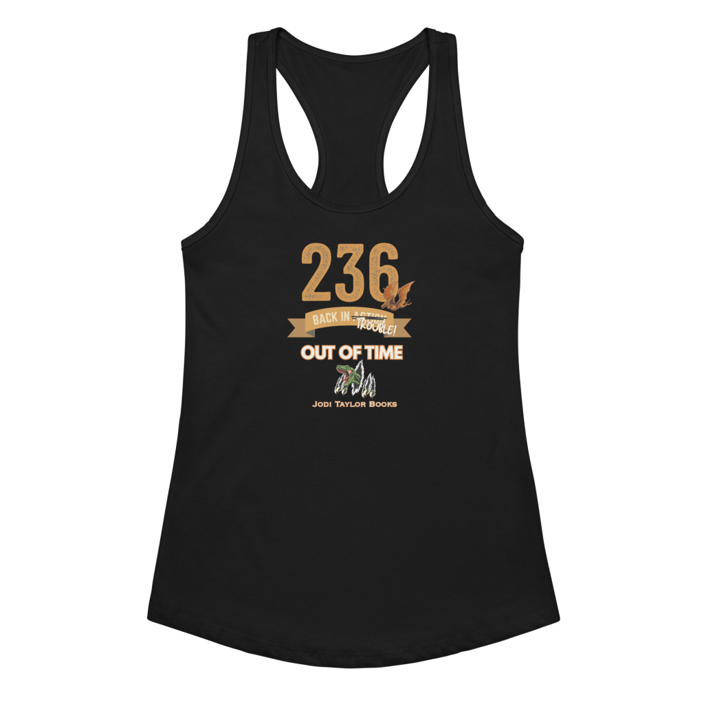 Out of Time "236 Back in Action" Women’s fitted racerback tank top up to 2XL