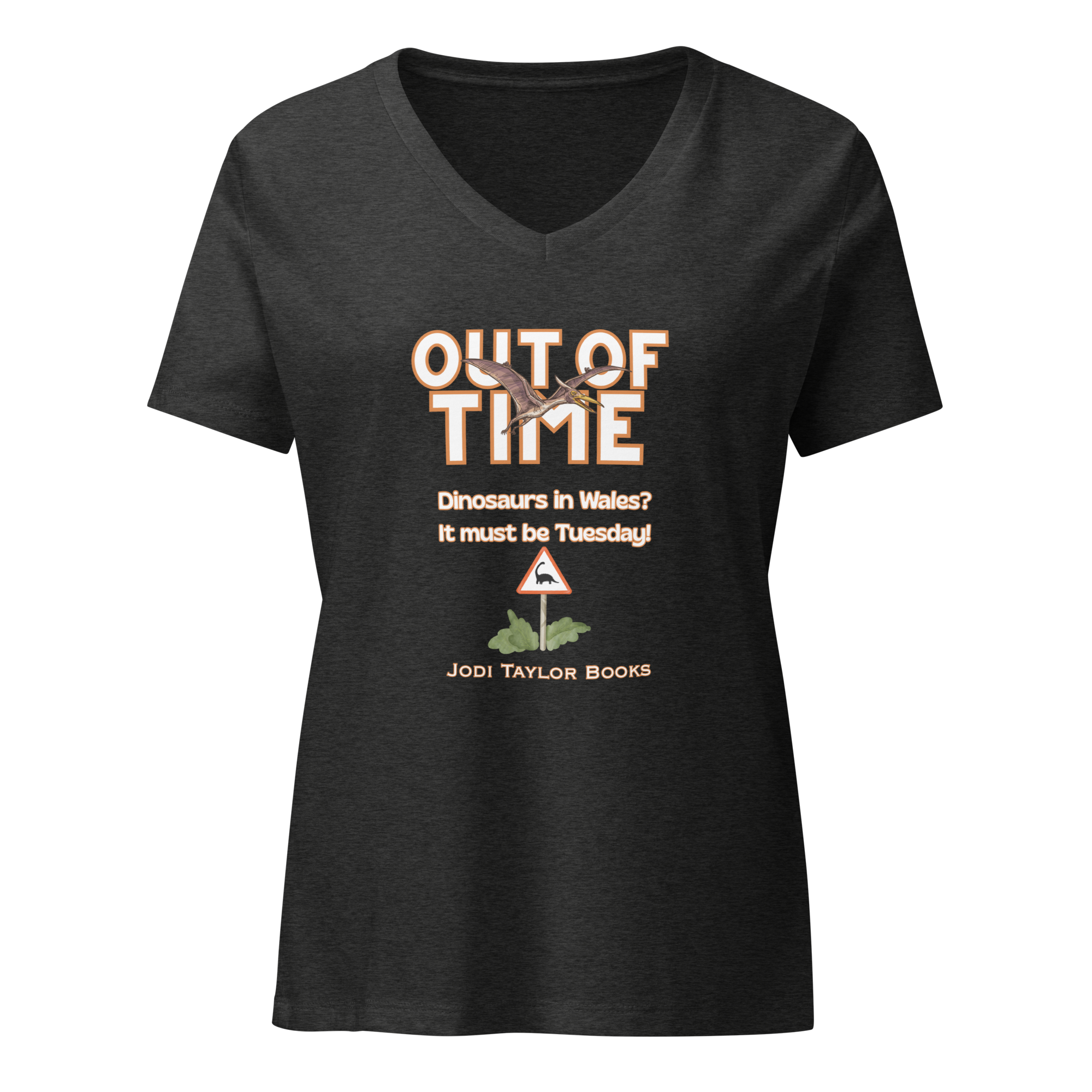 Out of Time - "Dinosaurs in Wales" Women’s relaxed v-neck t-shirt up to 2XL - Image 3