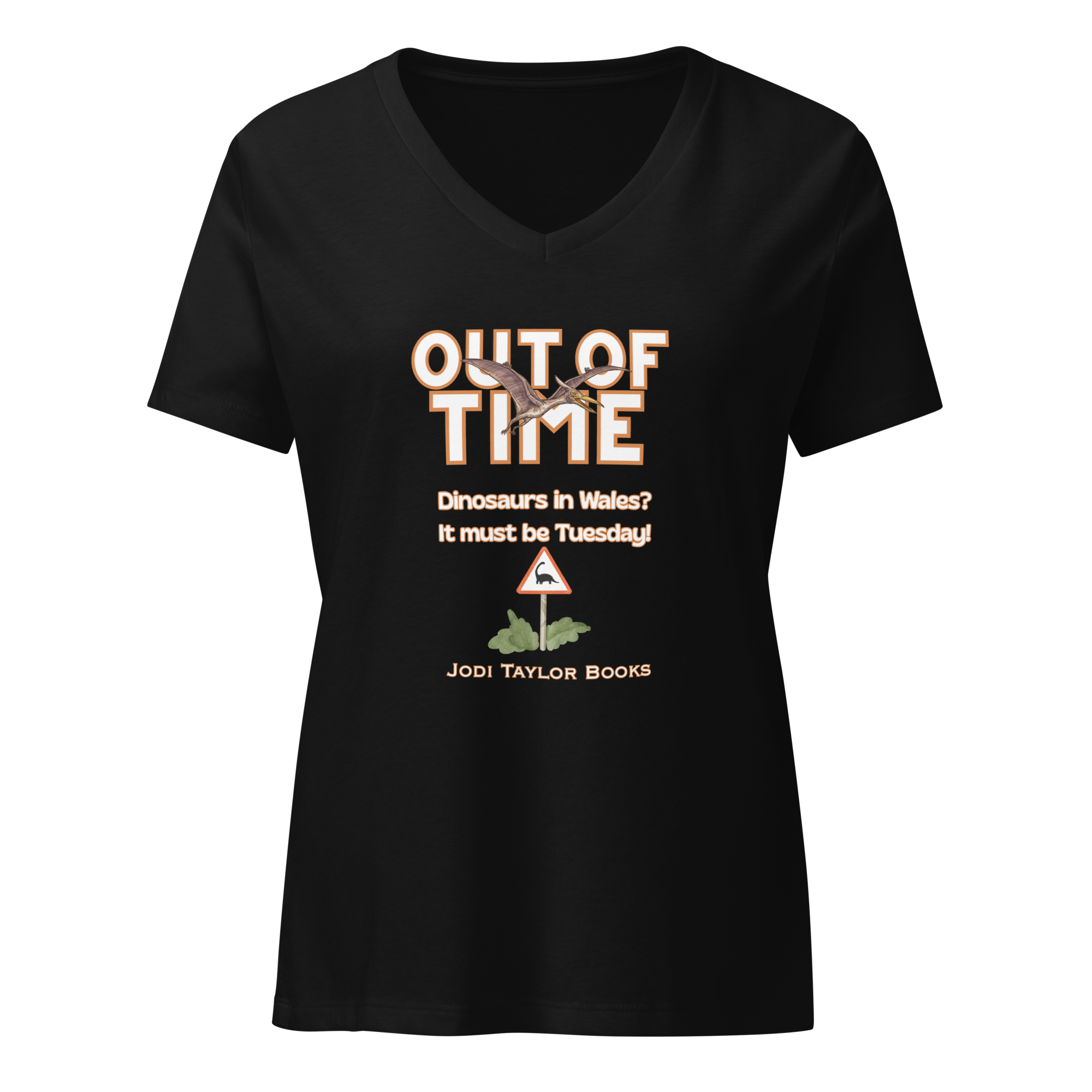 Out of Time - "Dinosaurs in Wales" Women’s relaxed v-neck t-shirt up to 2XL
