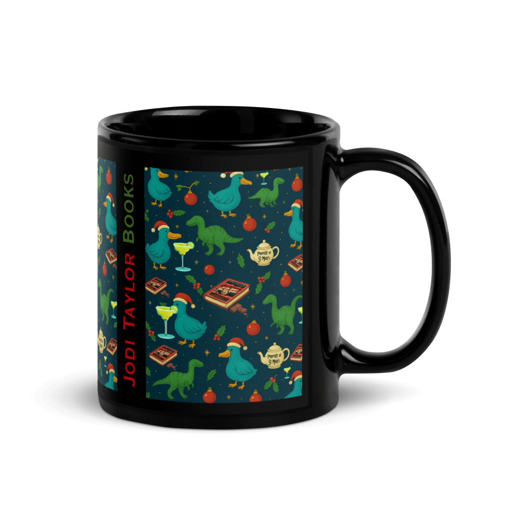 Jodi Taylor Books Christmassy Design - Black Glossy Mug in 2 sizes