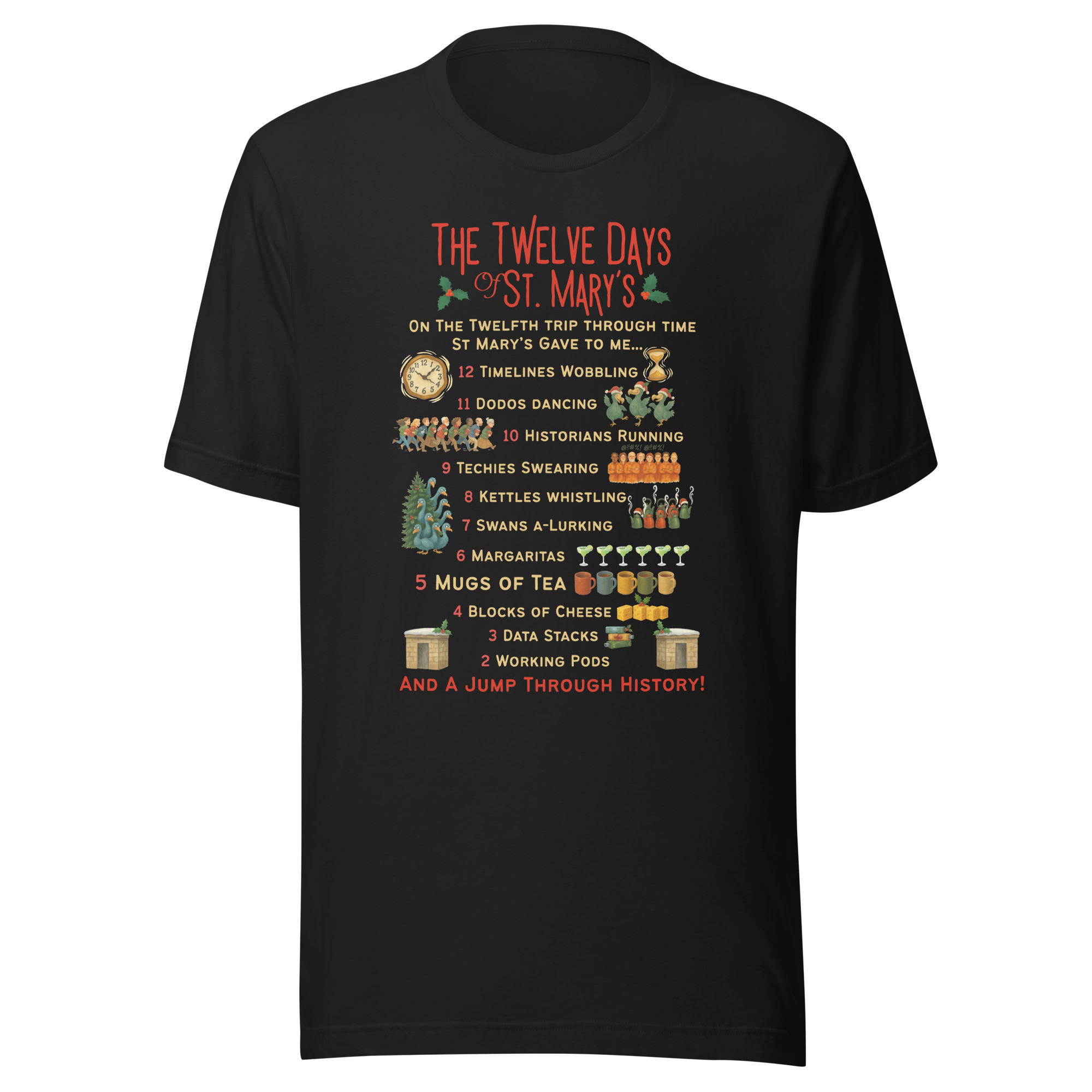 The 12 Days of St Mary's - Unisex t-shirt in dark colours (up to 5XL) - Image 4
